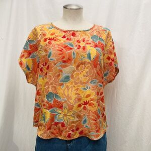 # 35 🦋992🦋 Bentley Vintage 80s 90s Vibrant Floral Sleeveless Tunic L